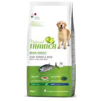 NATURAL TRAINER MAXI ADULT TUNA&RICE  - SAUSĀ BARĪBA AR TUNCI UN RĪSIEM PIEAUGUŠIEM LIELO ŠĶIRŅU SUŅIEM  12 KG