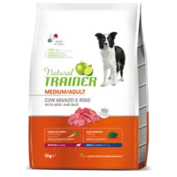 NATURAL TRAINER MEDIUM ADULT BEEF&RICE - SAUSĀ BARĪBA AR LIELLOPU UN RĪSIEM PIEAUGUŠIEM VIDĒJO ŠĶIRŅU SUŅIEM  3 KG