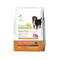 NATURAL TRAINER  SENSITIVE NO GLUTEN ADULT DUCK -  BEZGLUTĒNA SAUSĀ BARĪBA AR PĪLES GAĻU  JUTĪGIEM PIEAUGUŠIEM VIDĒJO UN  LIELO ŠĶIRŅU SUŅIEM 3 KG