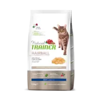 NATURAL TRAINER HAIRBALL ADULT WITH CHICKEN - SAUSĀ BARĪBA AR VISTU SPALVU  IZVADĪŠANAI PIEAUGUŠIEM KAĶIEM  1,5 KG