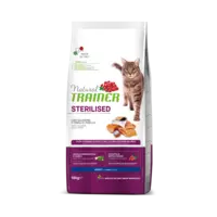 NATURAL TRAINER  STERILISED  ADULT  SALMON&PEA - SAUSĀ BARĪBA AR LASI UN ZIRNĪŠIEM PIEAUGUŠIEM STERILIZĒTIEM KAĶIEM 10 KG