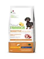 NATURAL TRAINER  SENSITIVE NO GLUTEN ADULT MINI DUCK -  BEZGLUTĒNA SAUSĀ BARĪBA AR PĪLES GAĻU  MAZO ŠĶIRŅU JUTĪGIEM PIEAUGUŠIEM SUŅIEM 7 KG