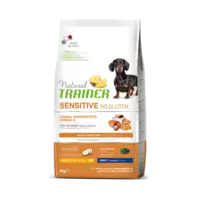 NATURAL TRAINER SENSITIVE NO GLUTEN ADULT MINI SALMON  -  BEZGLUTĒNA SAUSĀ BARĪBA AR LASI  MAZO  ŠĶIRŅU JUTĪGIEM PIEAUGUŠIEM SUŅIEM 7 KG