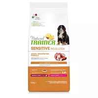 NATURAL TRAINER SENSITIVE NO GLUTEN PUPPY&JUN MEDIUM/MAXI DUCK -  BEZGLUTĒNA SAUSĀ BARĪBA AR PĪLES GAĻU VIDĒJO UN  LIELO ŠĶIRŅU JUTĪGIEM KUCĒNIEM UN JUNIORIEM  12 KG