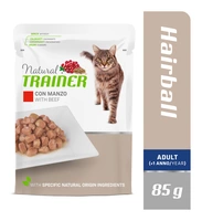 NATURAL TRAINER  HAIRBALL BEEF BUSTA - KONSERVI AR LIELLOPU SPALVU IZVADĪŠANAI PIEAUGUŠIEM KAĶIEM 85 G