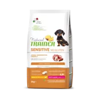 NATURAL TRAINER  SENSITIVE NO GLUTEN PUPPY&JUN MINI DUCK -  BEZGLUTĒNA SAUSĀ BARĪBA AR PĪLES GAĻU  MAZO & ĻOTI MAZO ŠĶIRŅU JUTĪGIEM KUCĒNIEM UN JUNIORIEM 2 KG