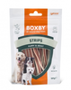 BOXBY STRIPS for DOGS  100g -  STRĒMELĪTES KUCĒNIEM UN PIEAUGUŠIEM (VISTA UN ZIVIS)