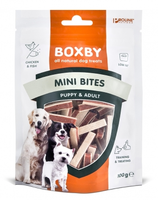 BOXBY MINI BITES PUPPY & ADULT 100gr - MINI STRĒMELĪTES KUCĒNIEM UN PIEAUGUŠIEM (VISTA UN ZIVIS) 100gr