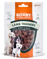 BOXBY LAMB TRAINERS PUPPY & ADULT 100gr - JĒRA GAĻAS GABALIŅI KUCĒNIEM UN PIEAUGUŠIEM SUŅIEM 100gr